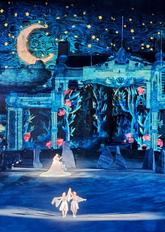 Beautiful projections on the castle wall.